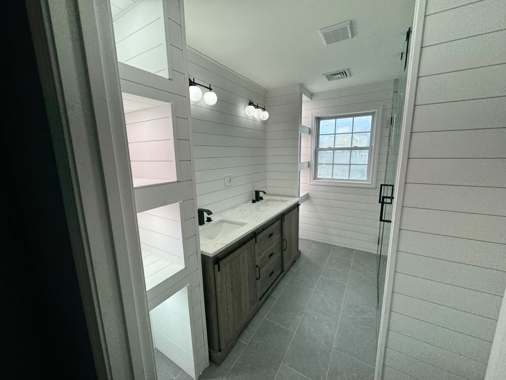 Shiplap and Marble Master Bath